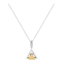 Collier à la mode moderne en or bicolore avec triangles géométriques et diamants jaunes et blancs