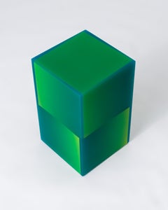 Sgabello geometrico a due vie in resina epossidica con tavolino moderno Greene & Greene by Facture