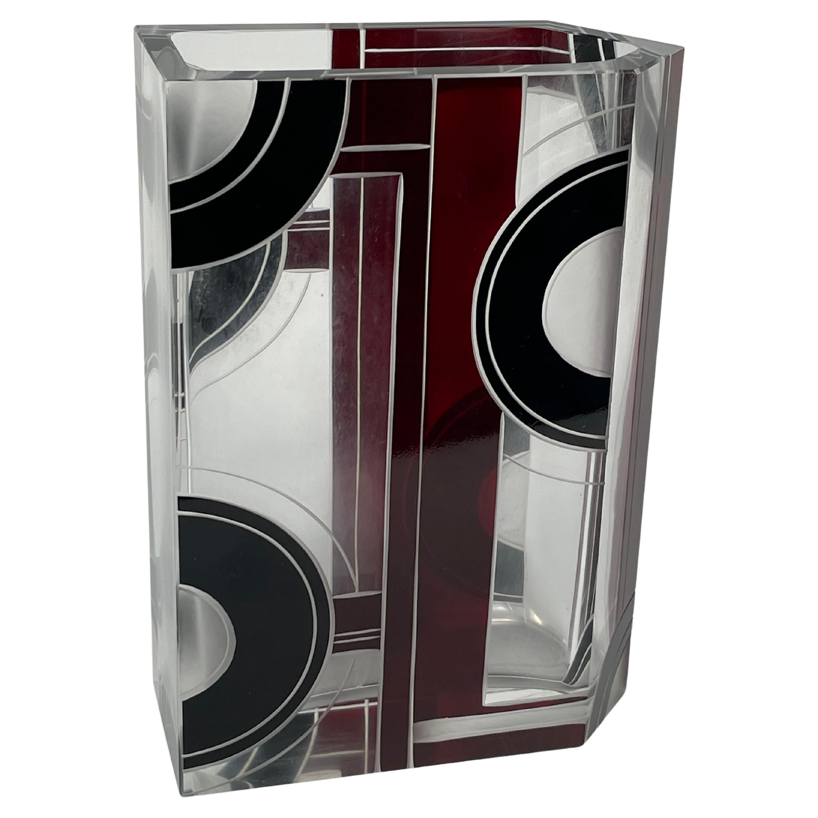 Art Deco Geometric Vase by Karl Palda For Sale