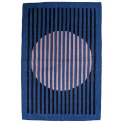 Geometric Vera Black Hand Woven Modern Wool Rug, Carpet and Durrie