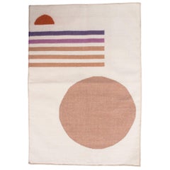 Geometrischer handgewebter moderner Vera Sunset-Wollteppich, Teppich und Durrie