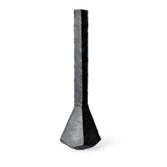 Geometric Vessel Sculpture Contemporary Stark Rough Carved Blackened Waxed Iron