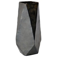 Geometric Vessel Sculpture Handmade Blackened and Waxed Iron