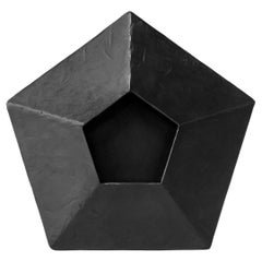 Geometric Vessel Sculpture Handmade Blackened and Waxed Iron