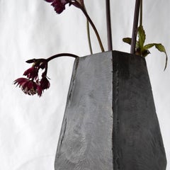 Geometric Vessel Sculpture Handmade by J.M. Szymanski, Blackened and Waxed Iron