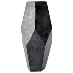 Geometric Vessel Sculpture Handmade by J.M. Szymanski, Blackened and Waxed Iron