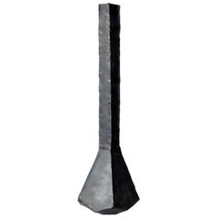 Geometric Vessel Sculpture Handmade by J.M. Szymanski, Blackened and Waxed Iron