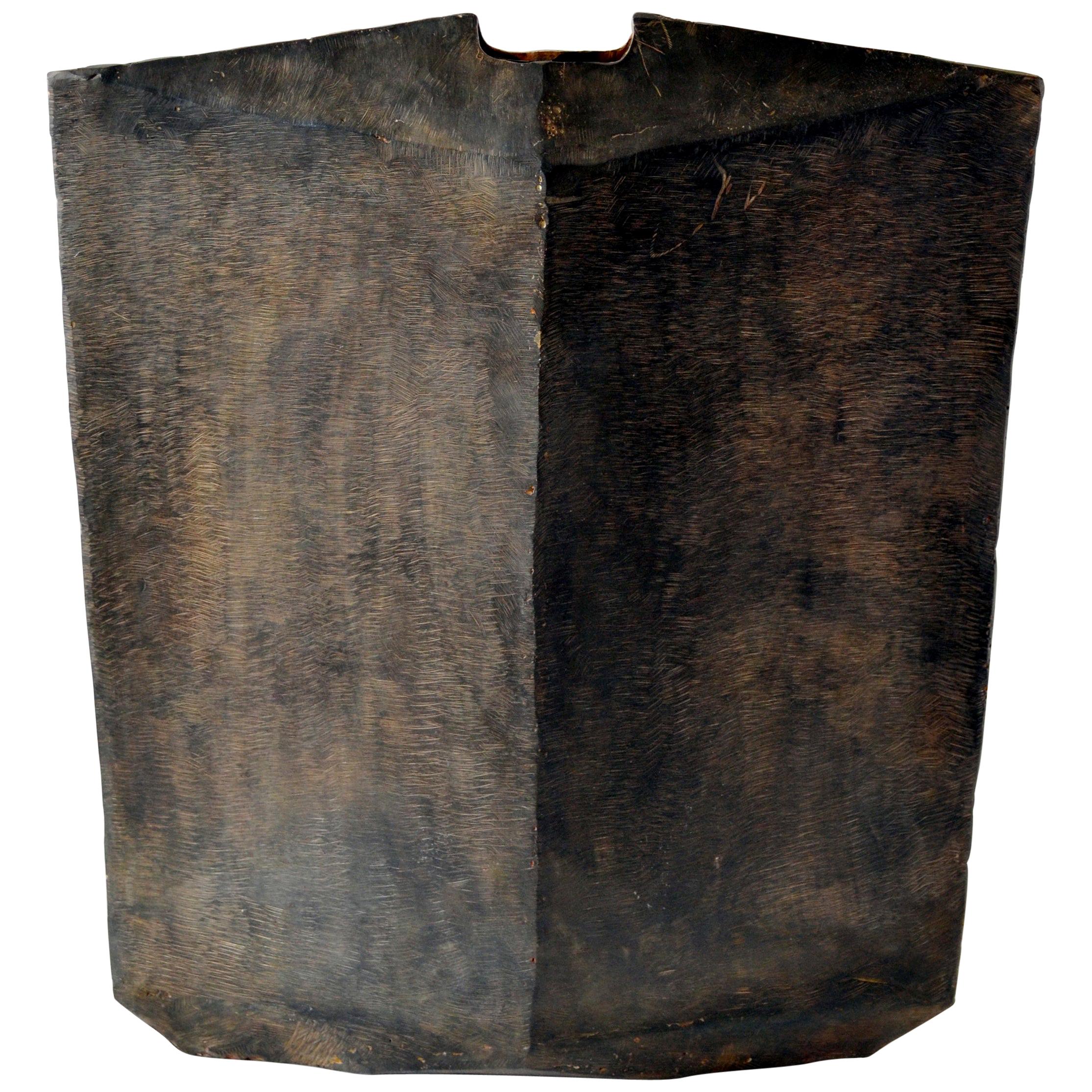 Geometric Vessel Sculpture Handmade by J.M. Szymanski, Blackened and Waxed Iron