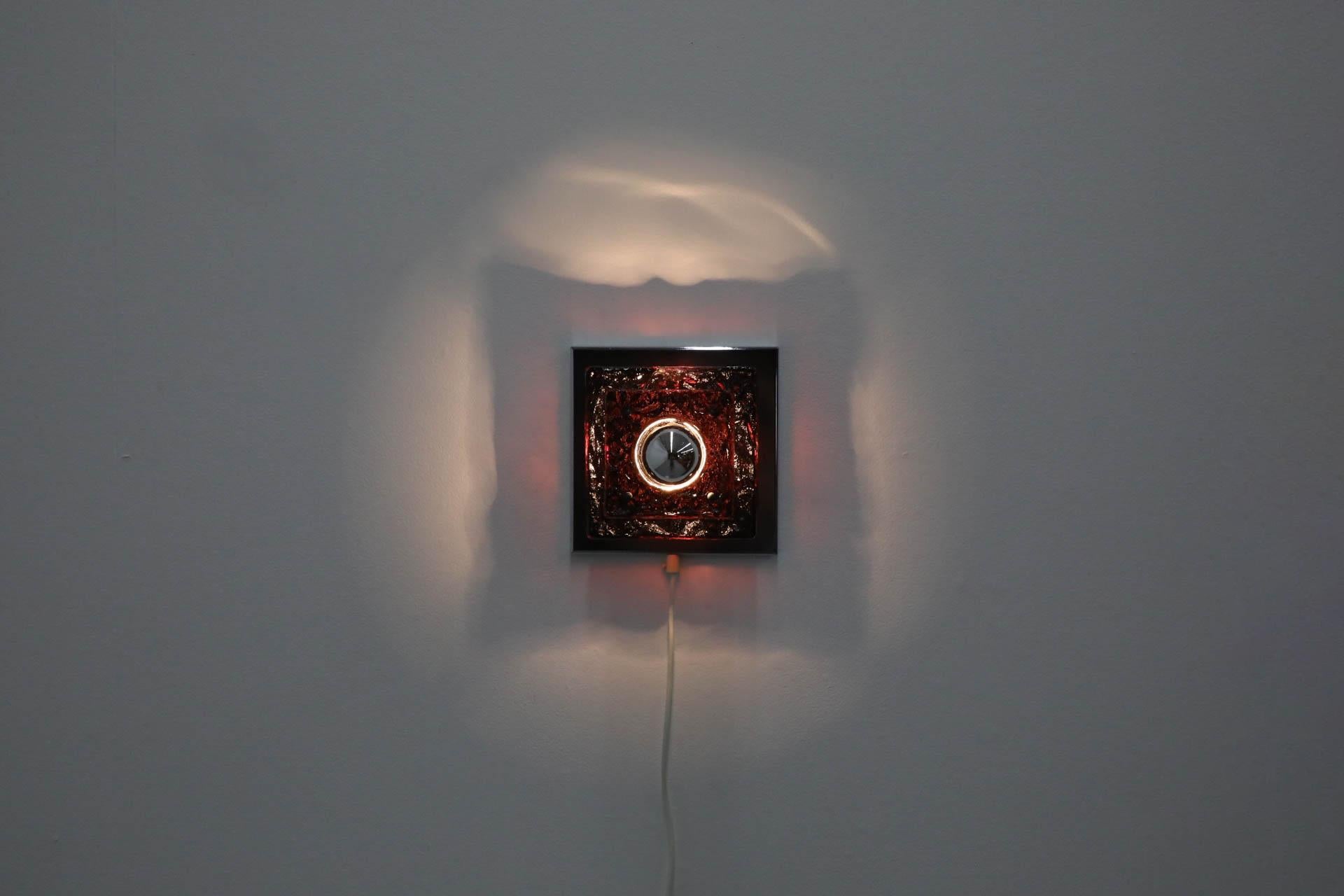 Mid-Century Modern Geometric Wall or Ceiling Sconce with Layered Amethyst Glass on Chrome base For Sale