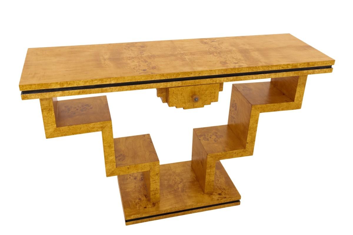 Consolle geometrica in radica di noce in stile Art Déco. in vendita 2