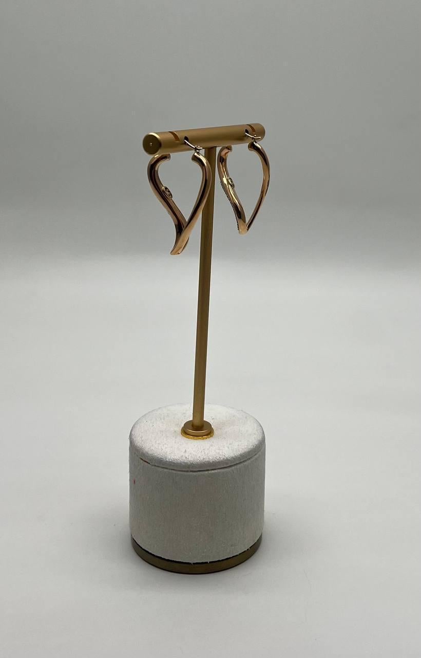 Moderno Orecchini pendenti a onde geometriche con diamante in oro rosa 14K in vendita