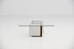 Geometric Wenge Brass Laminated Coffee Table, France, 1970