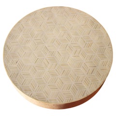 Geometric White Bone Inlay Coffee Table by House of Jaipur