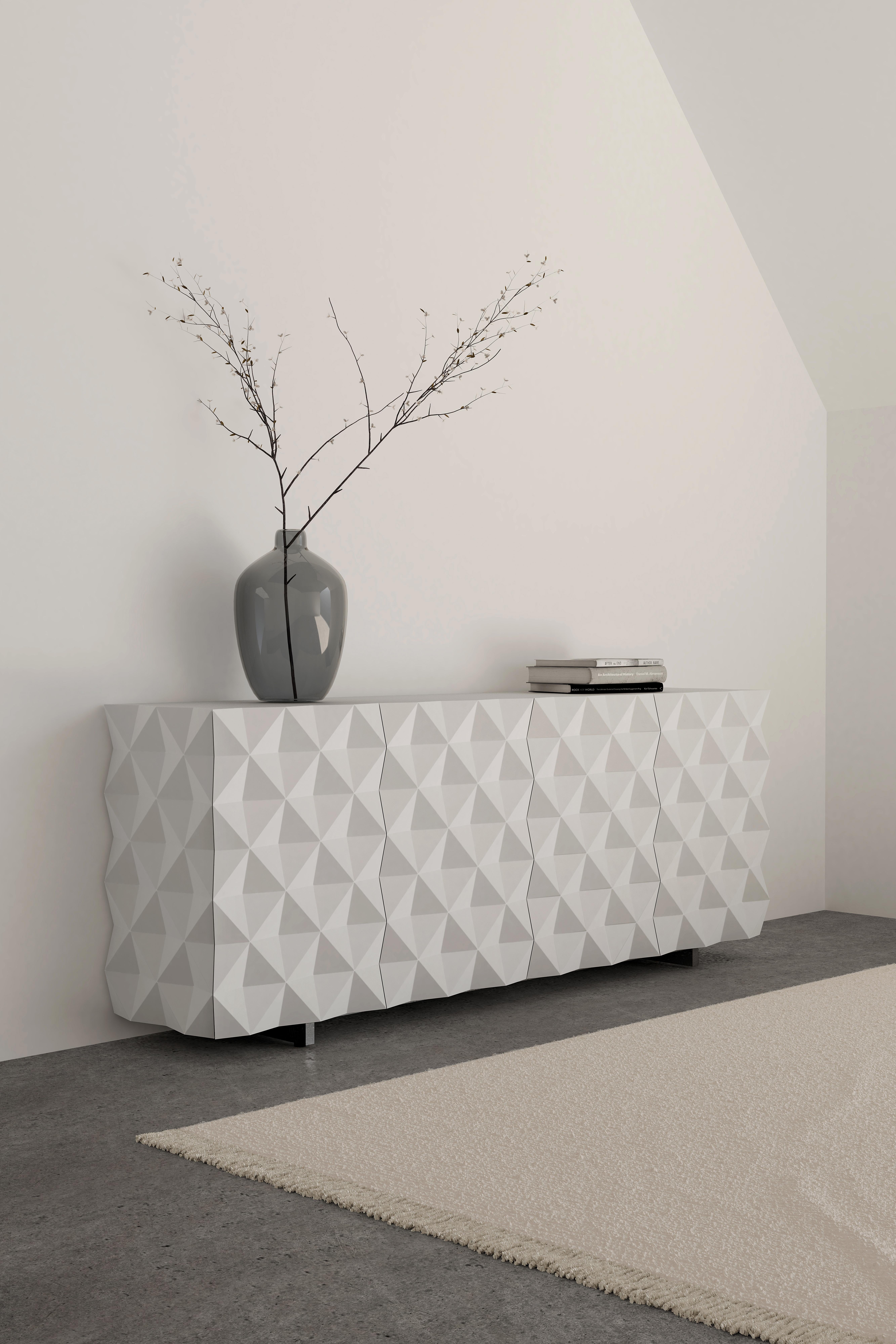 Contemporary Rocky Sideboard, Credenza, Console in White by Joel Escalona For Sale