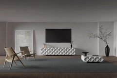 Meuble TV Rocky, unité, crédence en blanc par Joel Escalona