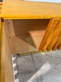 Geometric Wood Credenza with Brass Base, Italy 1980s