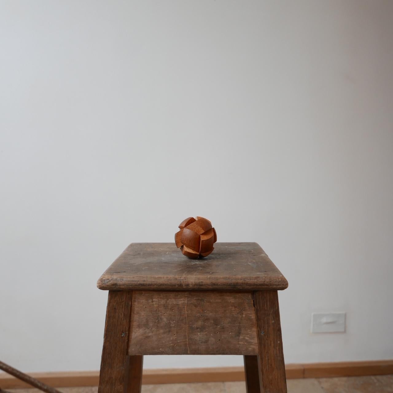 Late 20th Century Geometric Wooden Midcentury Puzzle Desk Object