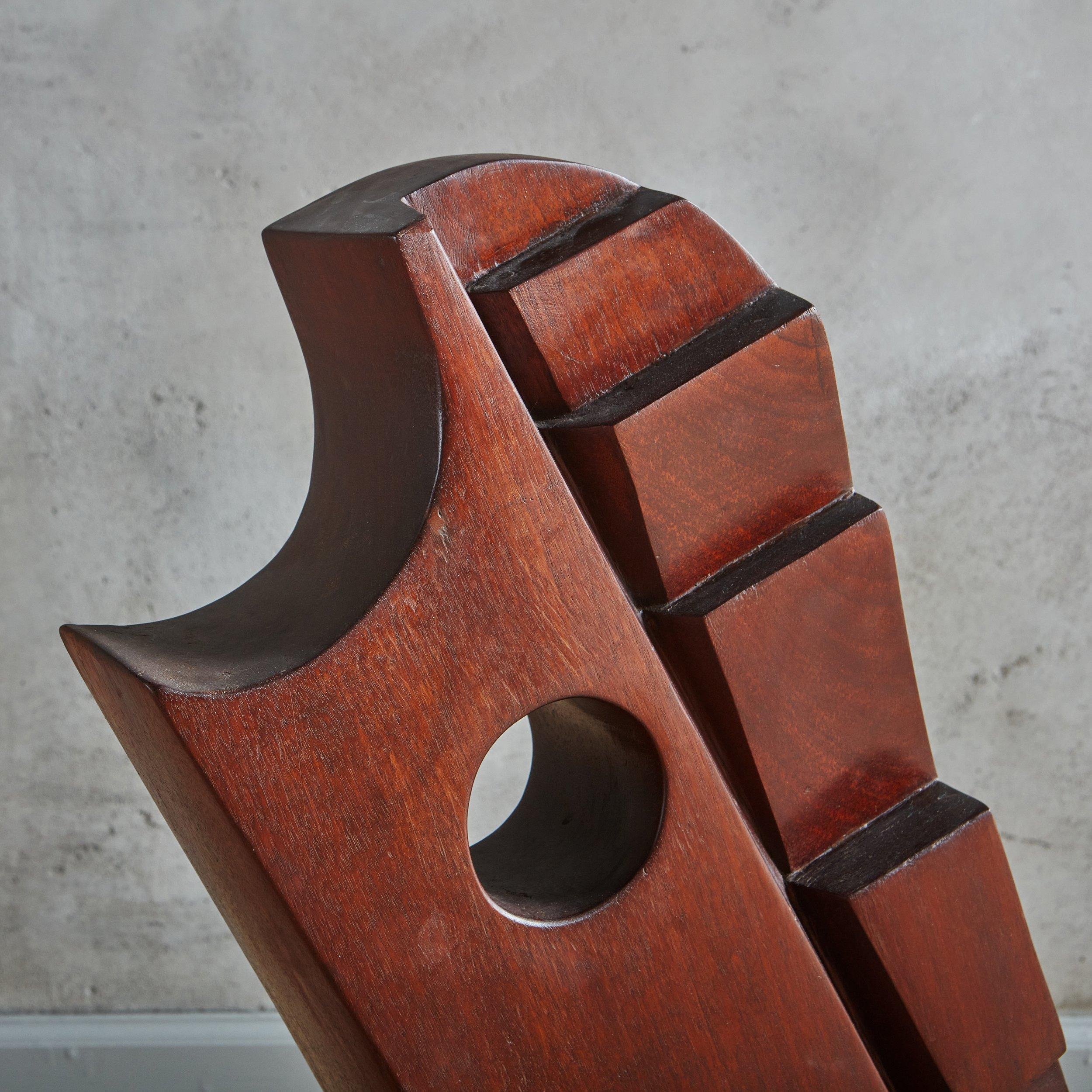 Modern Geometric Wooden Sculpture by Suzanne Sumner, 1970s For Sale
