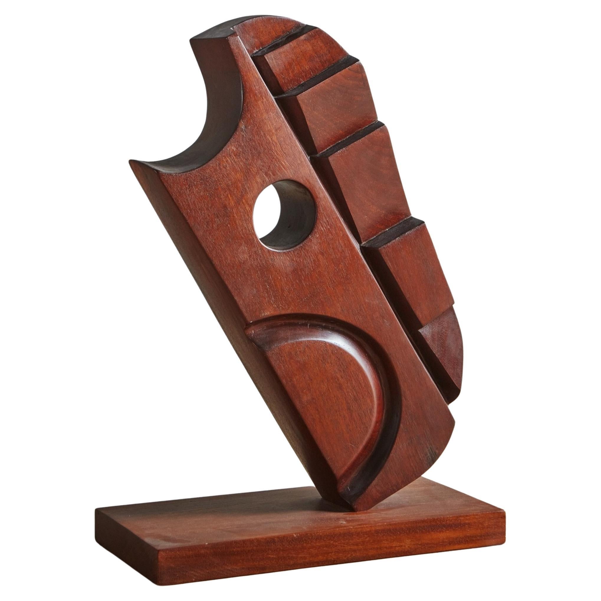 Geometric Wooden Sculpture by Suzanne Sumner, 1970s For Sale