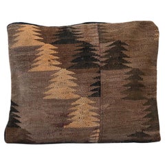 Geometric Wool Kilim Cushion Cover Brown Handmade Scatter Pillow