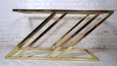 Geometric Zig-Zag Brass Console w/ Glass