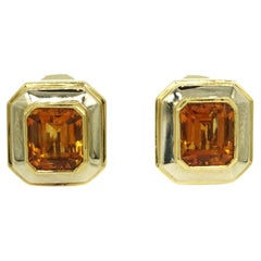 Pendientes geométricos de citrino en oro blanco y amarillo de 18k