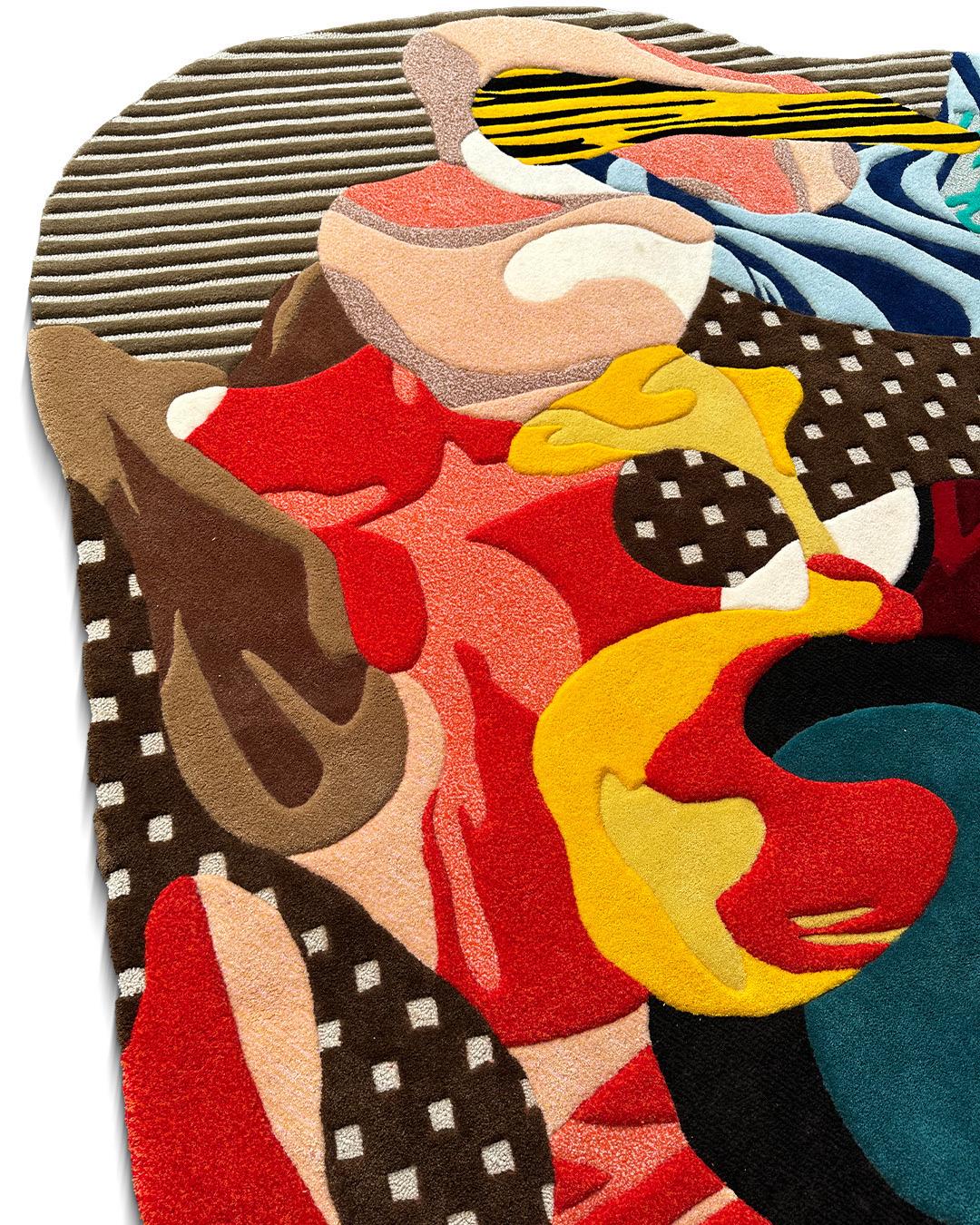 Geometrischer abstrakter Teppich von RAG GOME (Indonesisch) im Angebot