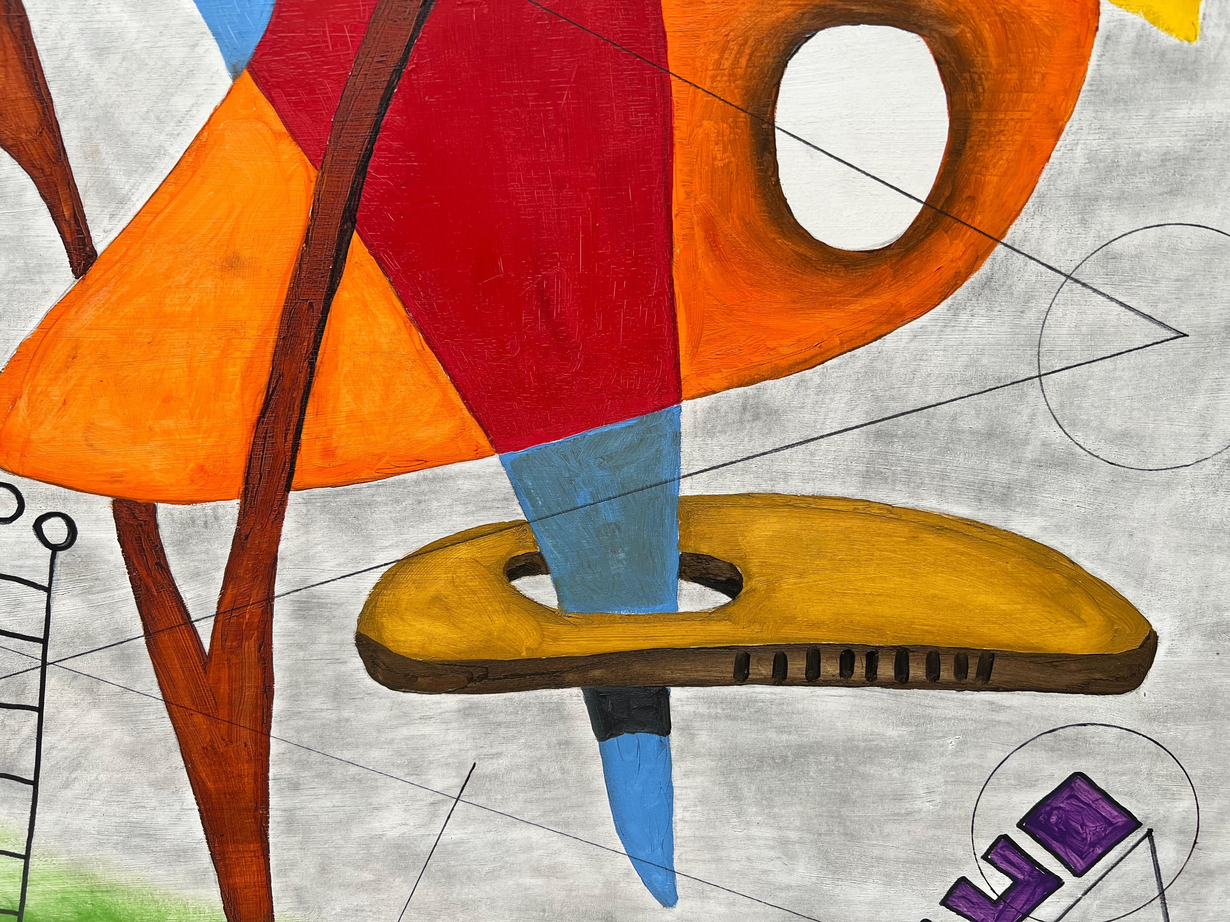 Contemporary Geometrical Abstraction Gouache by Christopher Mark Brennan For Sale