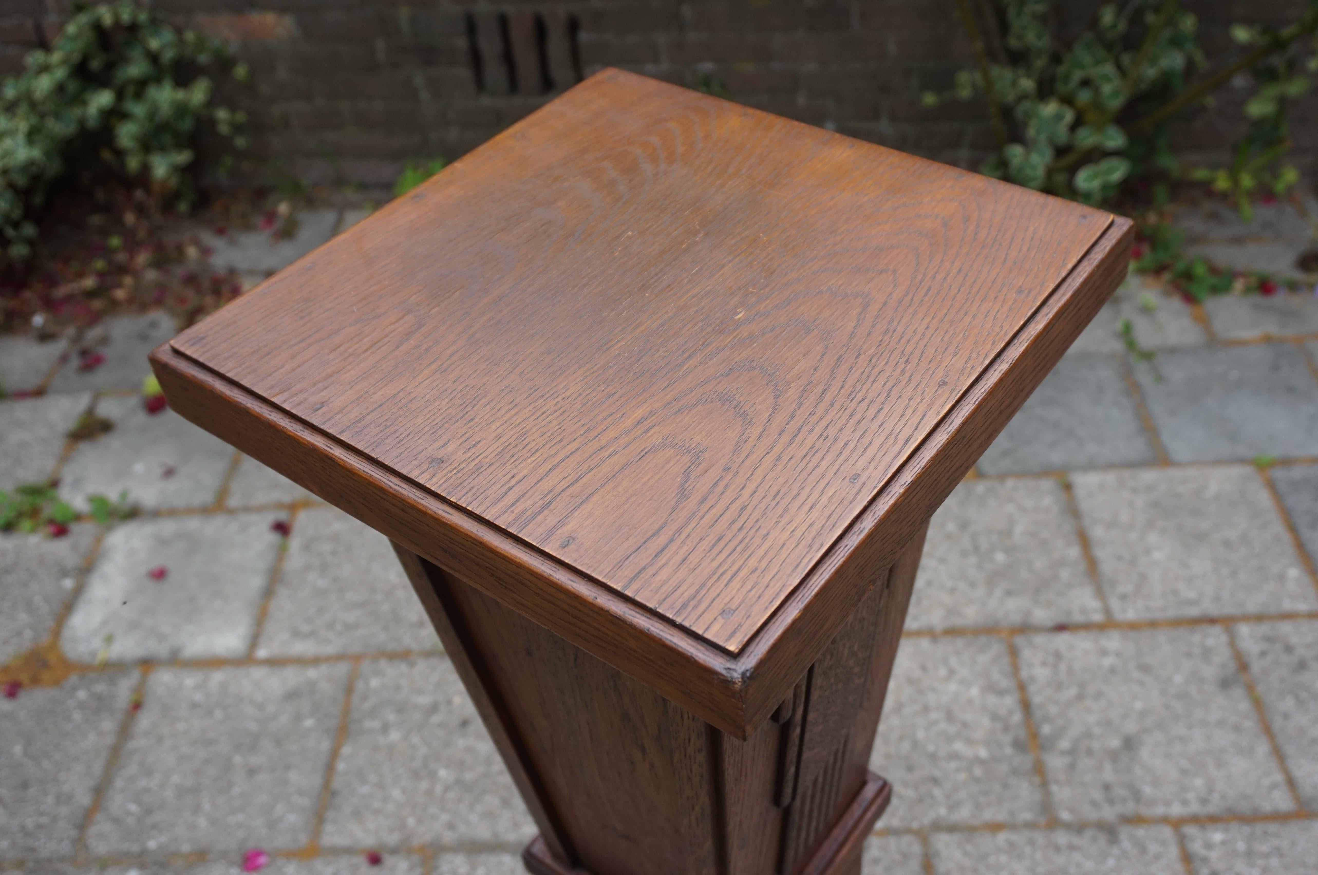 Oak Geometrical Art Deco Pedestal / Sculpture Stand for Busts Sculptures Vases