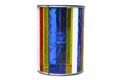 Cylindrical Belgian Colored Glass Lamp Made by Local Bruges Artist