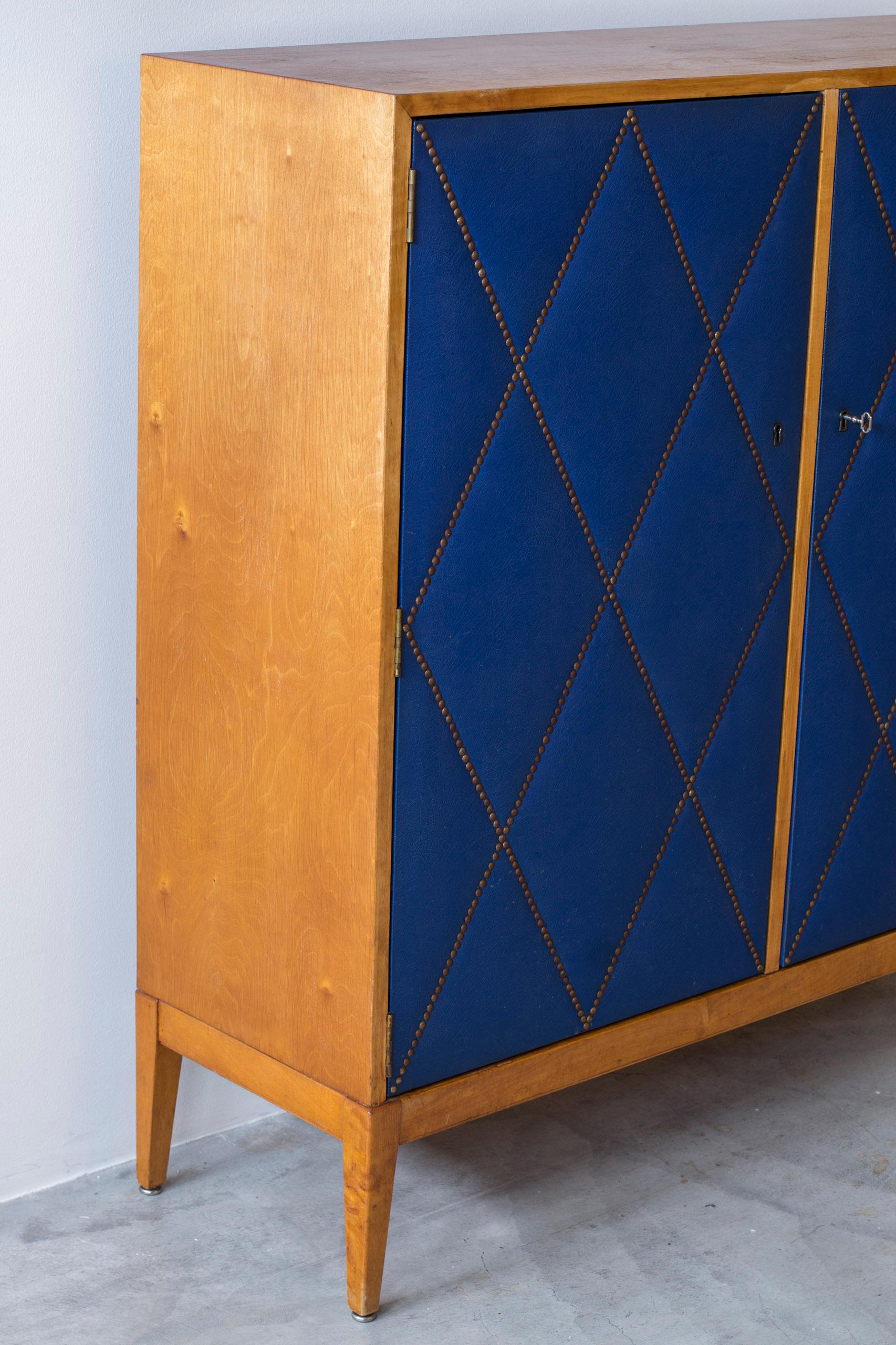 Geometrical blue cabinet attributed to Otto Schulz  and Boet, 1940s For Sale 12
