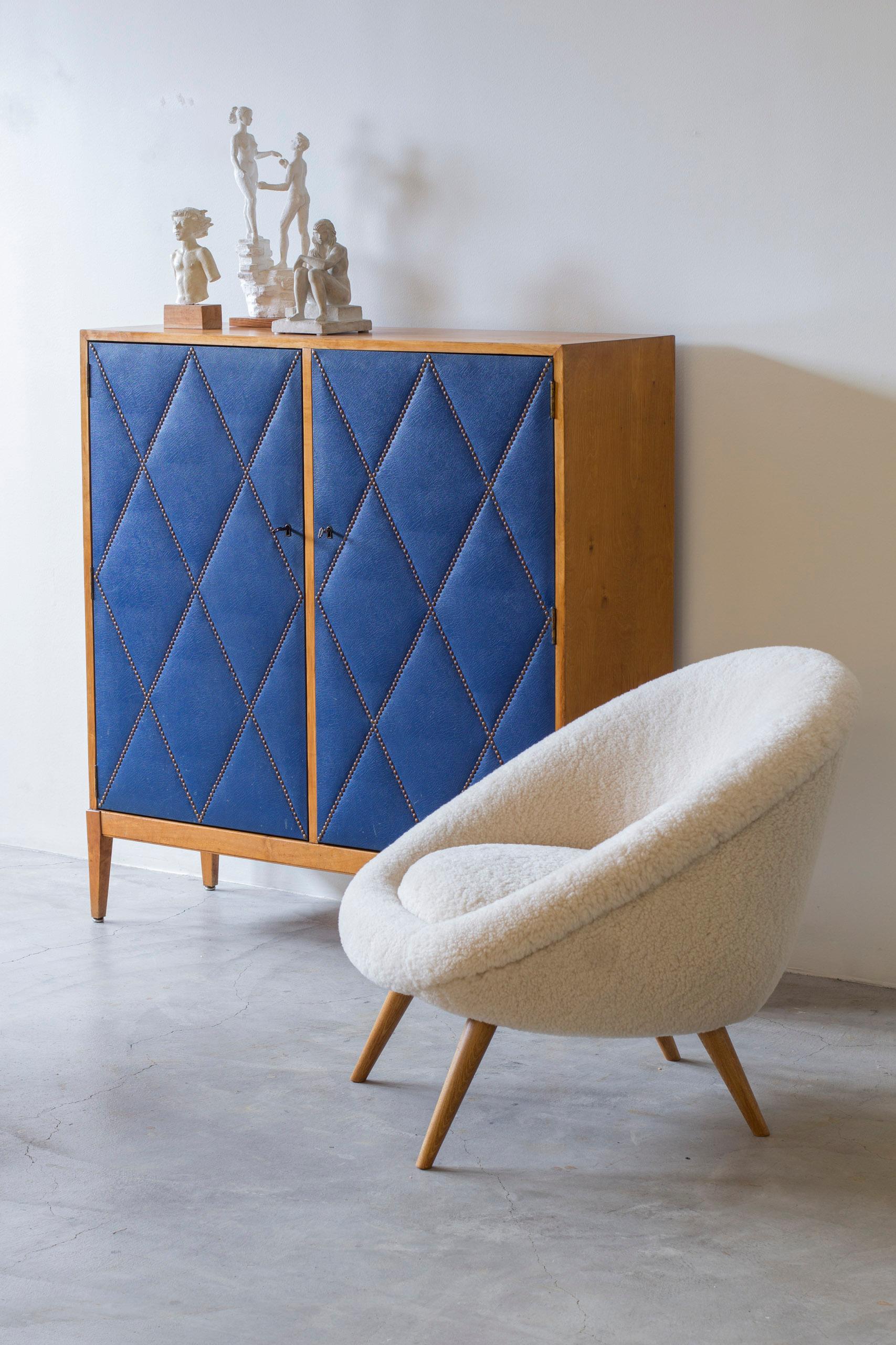 Scandinavian Modern Geometrical blue cabinet attributed to Otto Schulz  and Boet, 1940s For Sale