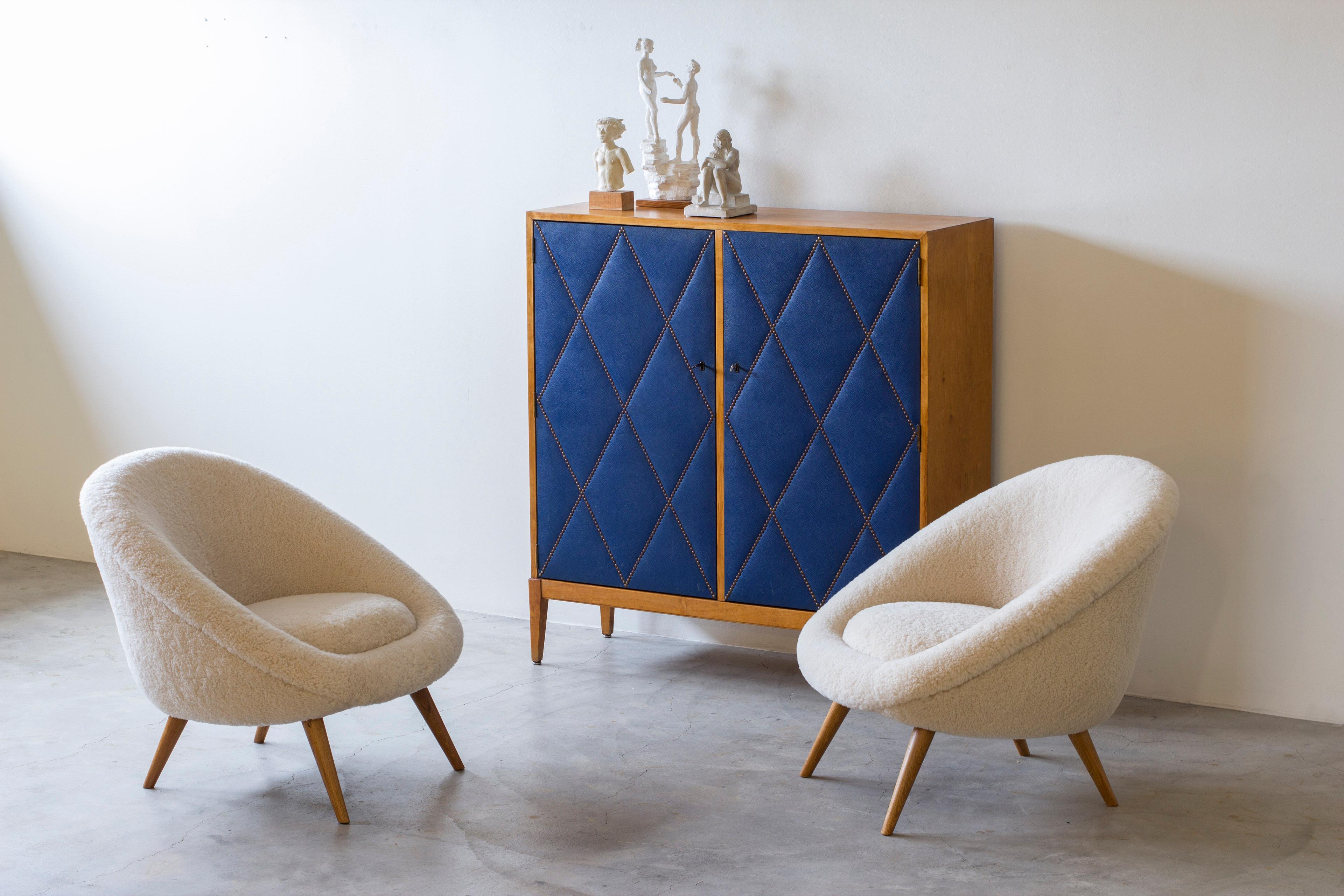 Swedish Geometrical blue cabinet attributed to Otto Schulz  and Boet, 1940s For Sale