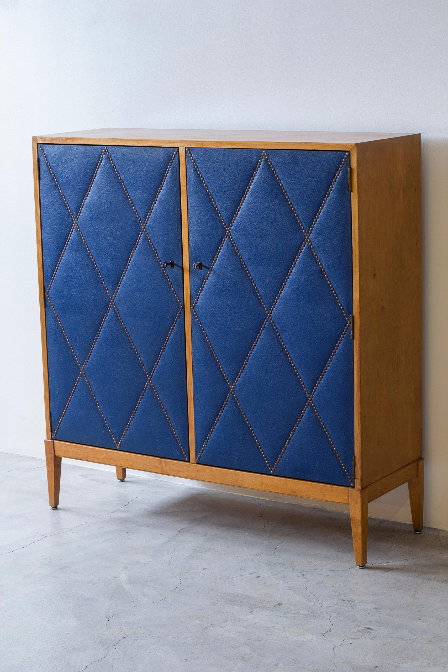 Mid-20th Century Geometrical blue cabinet attributed to Otto Schulz  and Boet, 1940s For Sale