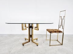 Geometrical Brass Dining Table, 1970s