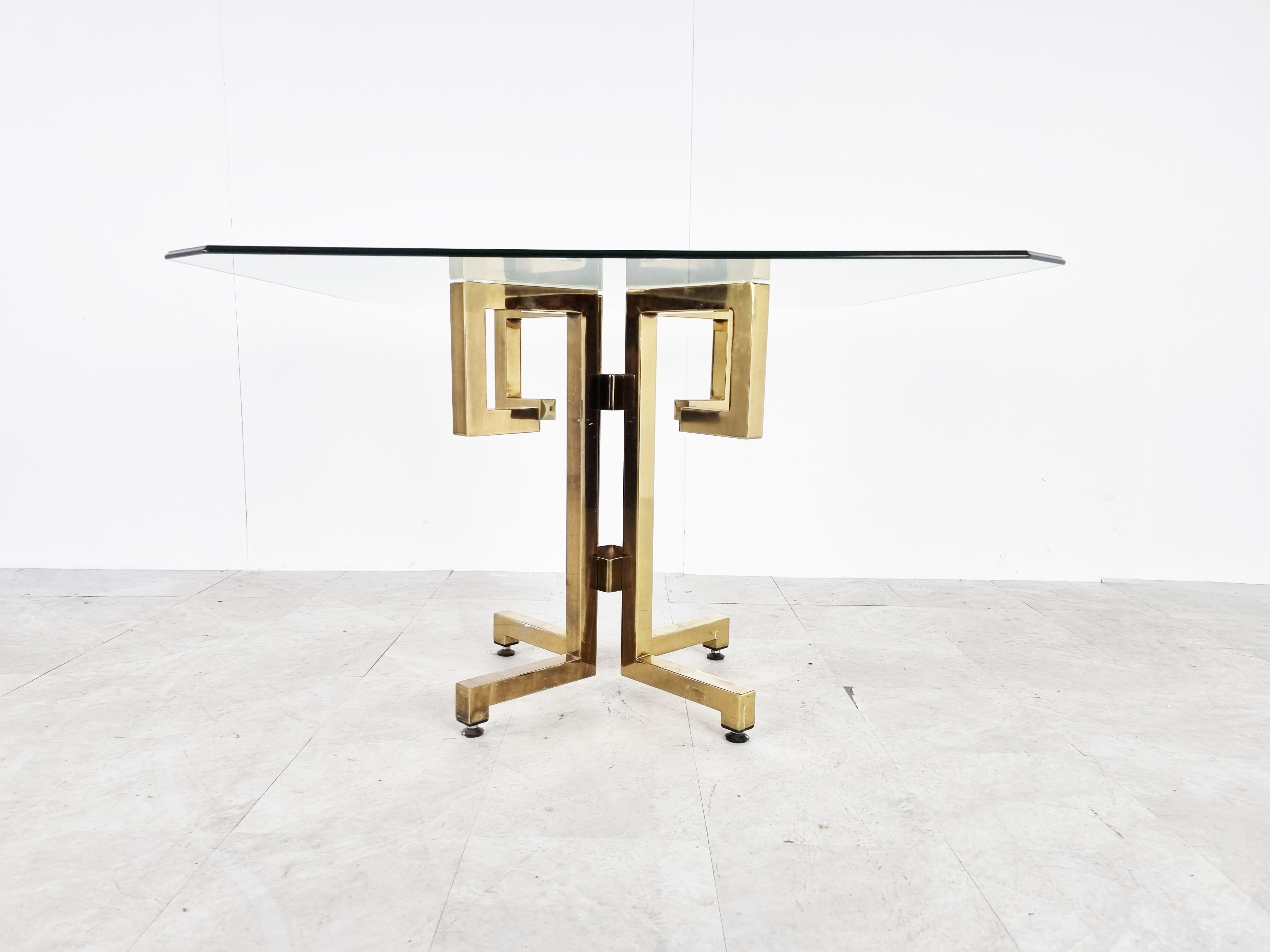 Belgian Geometrical Brass Dining Table, 1970s For Sale