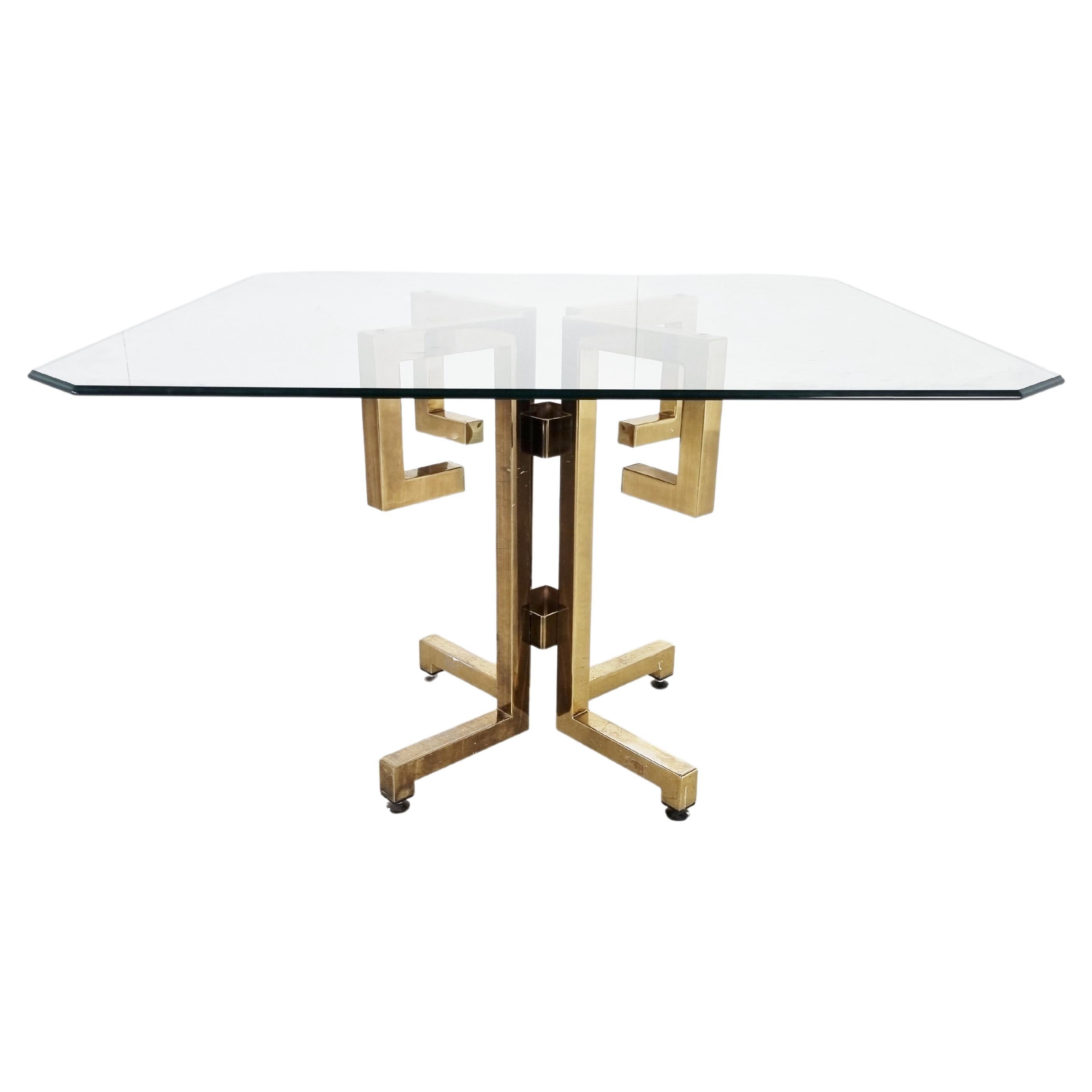 Geometrical Brass Dining Table, 1970s For Sale