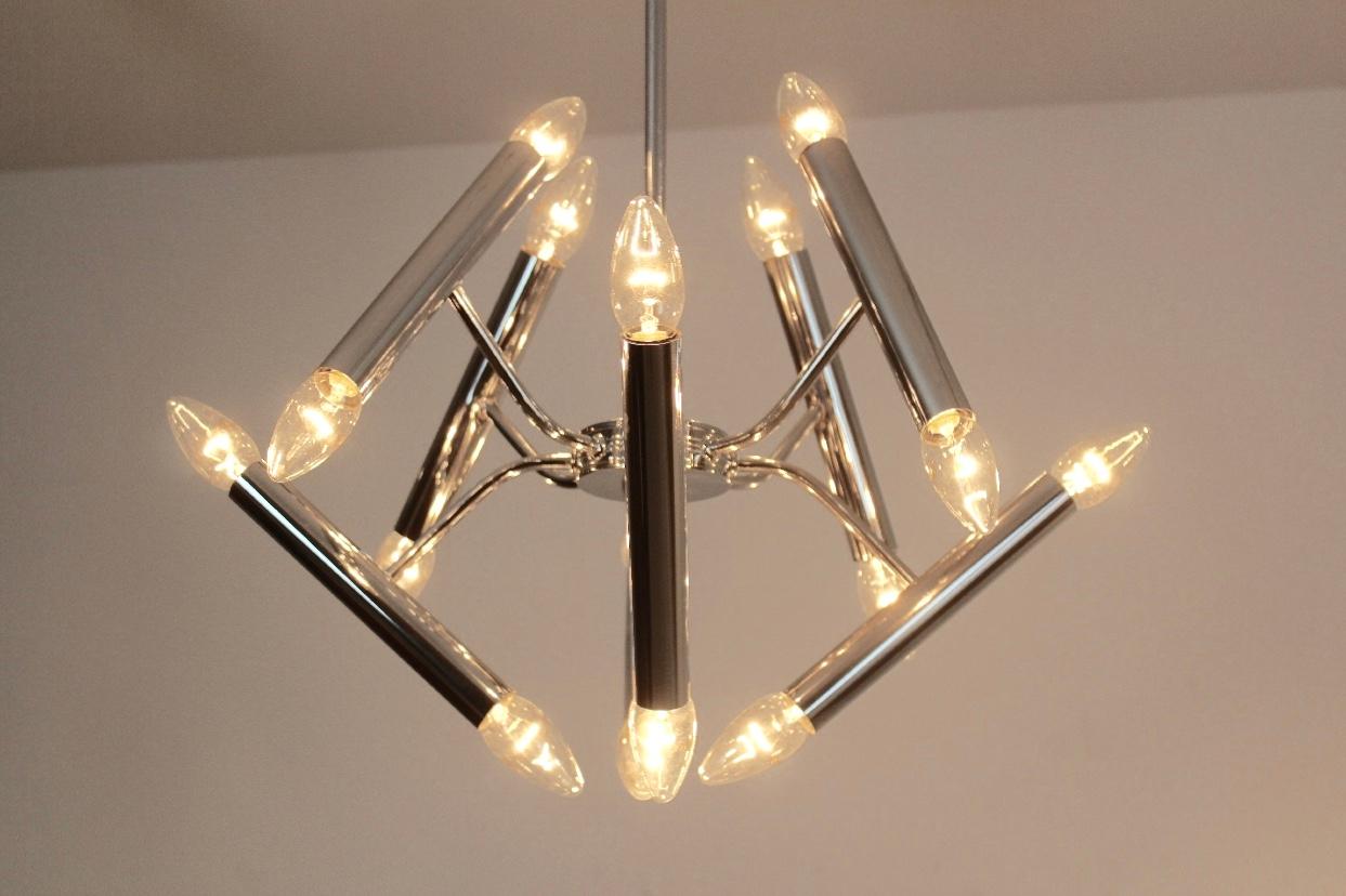 Geometrical Chrome Chandelier by Boulanger In Good Condition For Sale In Voorburg, NL