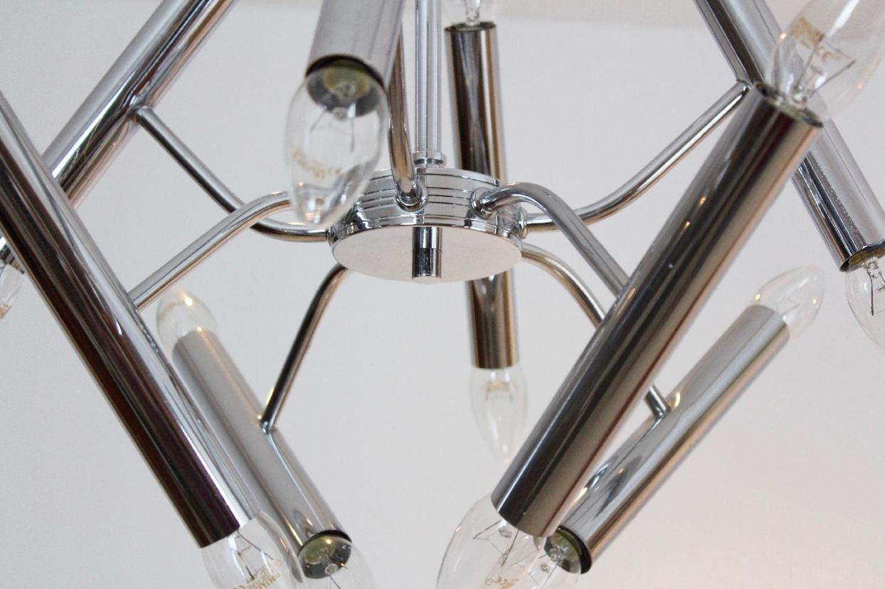 20th Century Geometrical Chrome Chandelier by Boulanger For Sale