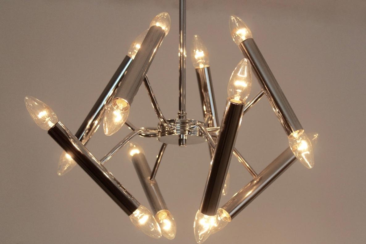 Geometrical Chrome Chandelier by Boulanger For Sale 1