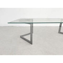Geometrical Chrome Coffee Table in Glass Top