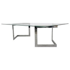 Geometrical Chrome Coffee Table in Glass Top