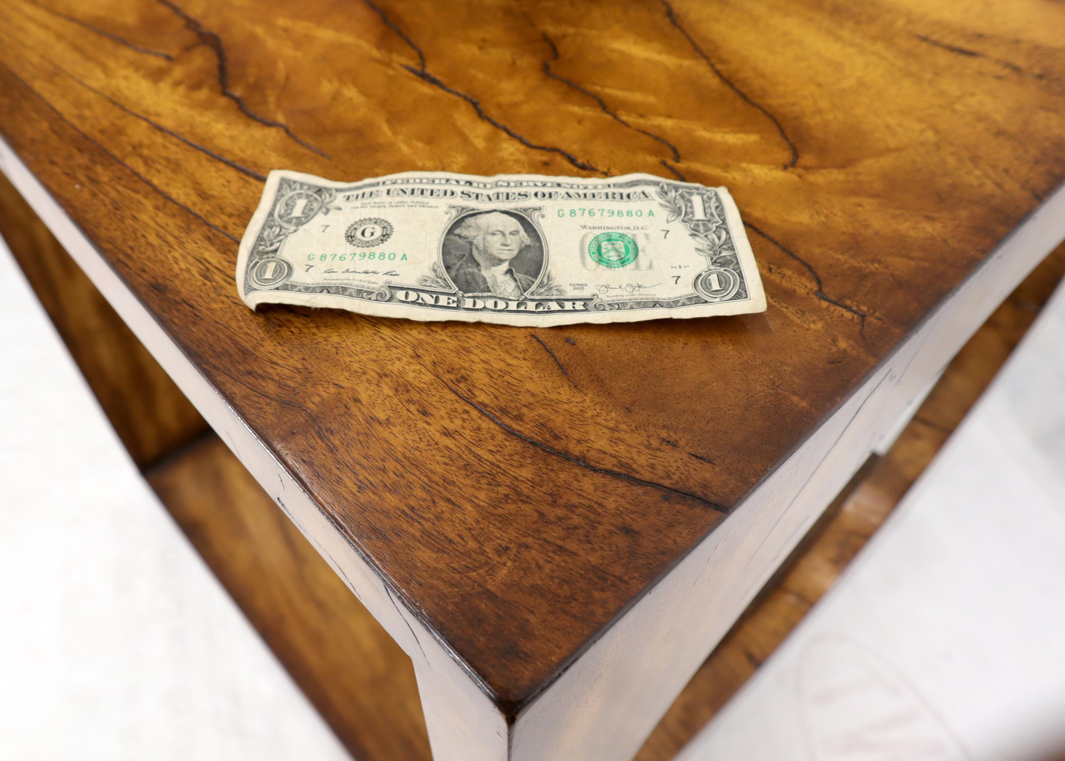 20th Century Geometrical Cube Shape Burl Flame Wood Pattern Side Table For Sale