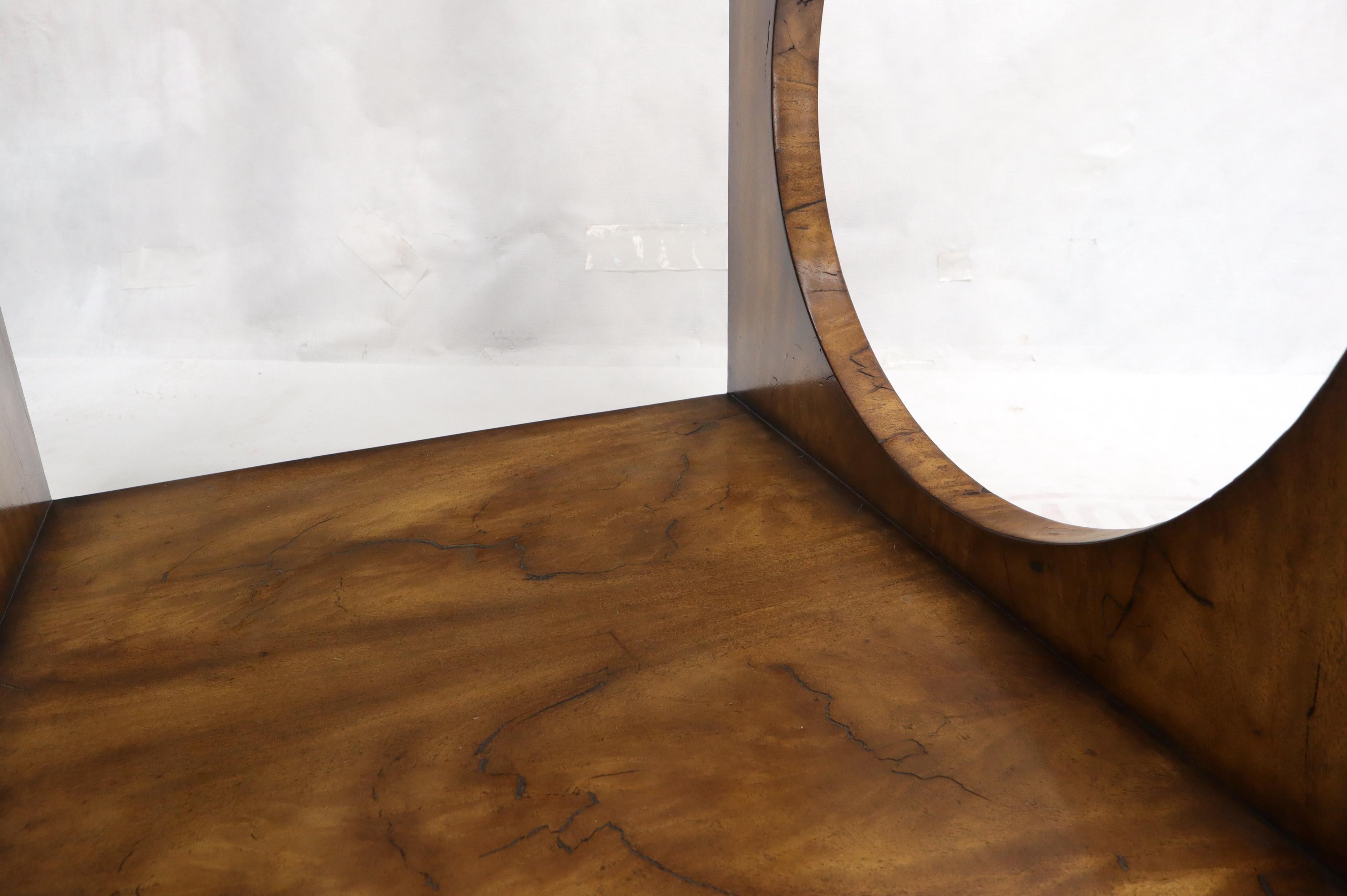 Geometrical Cube Shape Burl Flame Wood Pattern Side Table For Sale 2