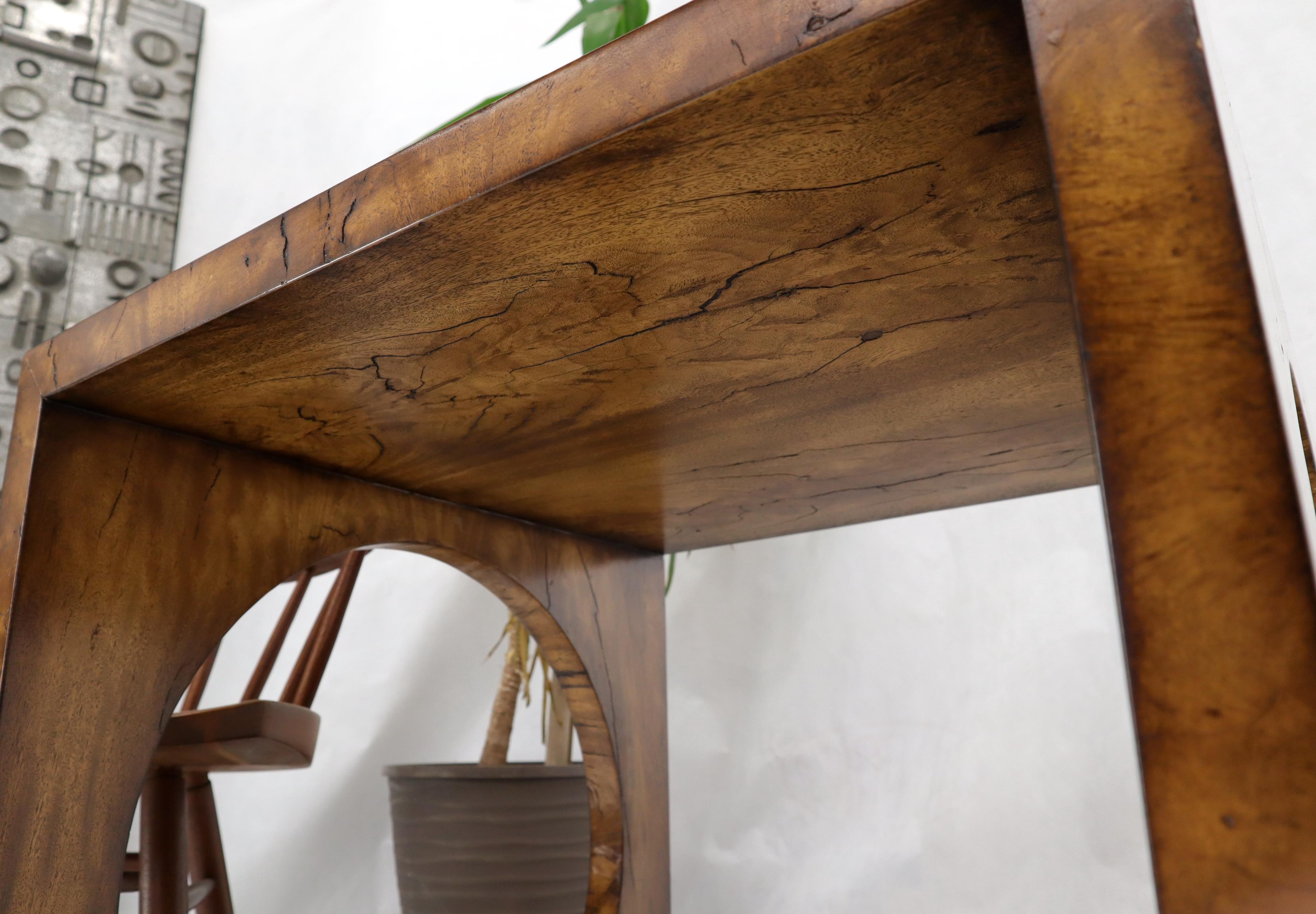 Mid-Century Modern Geometrical Cube Shape Burl Flame Wood Pattern Side Table For Sale