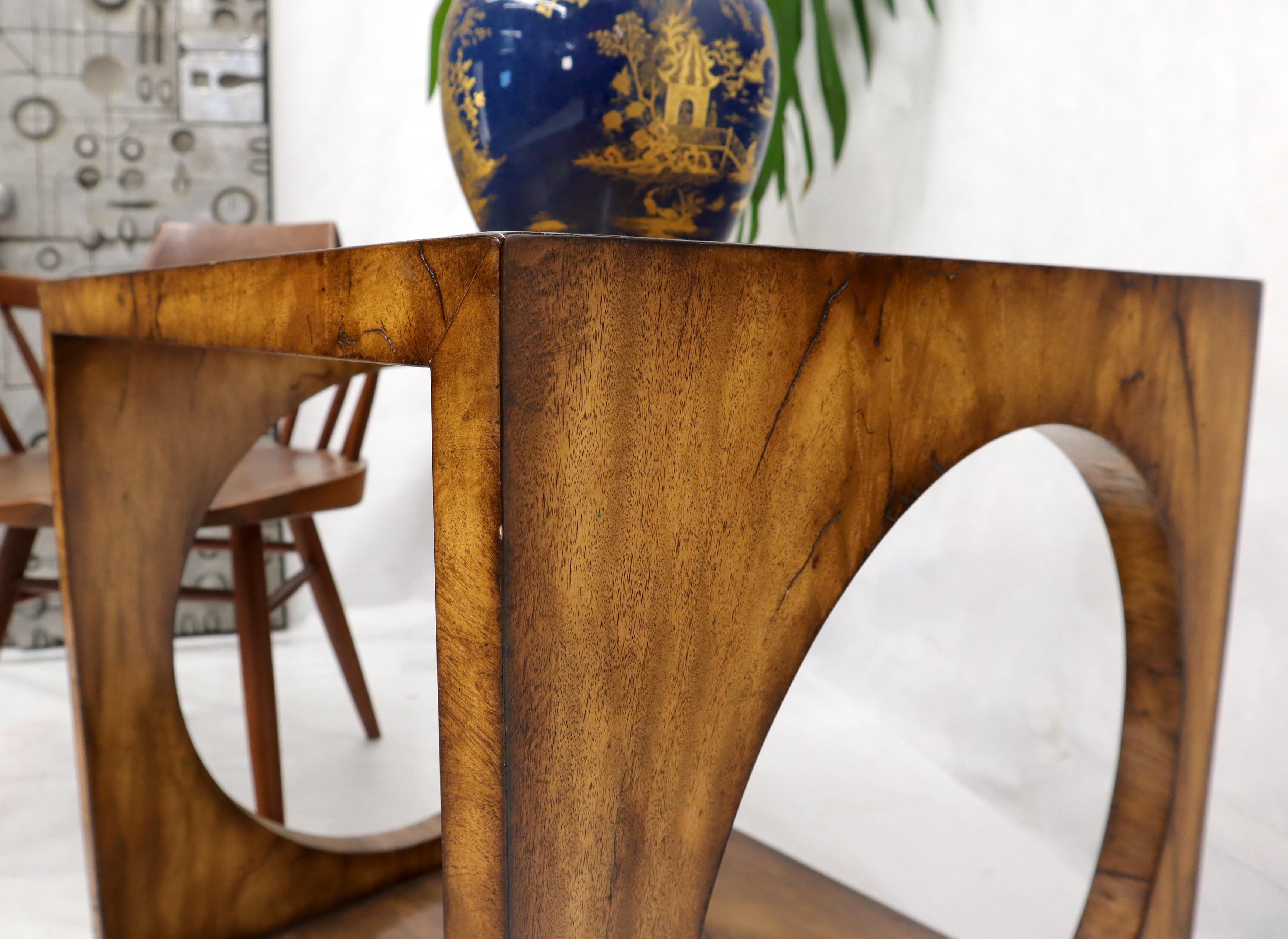 Unknown Geometrical Cube Shape Burl Flame Wood Pattern Side Table For Sale