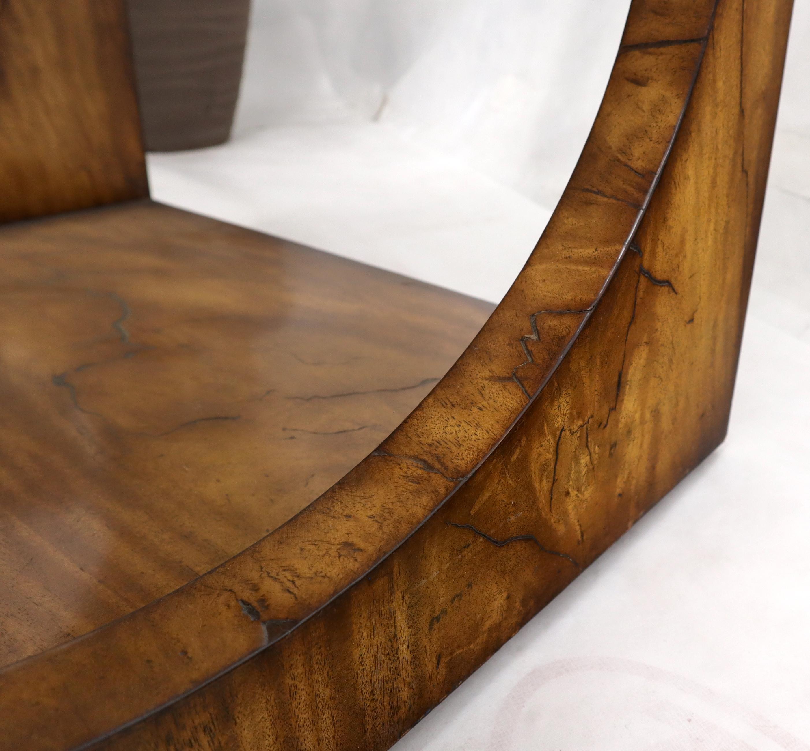 Lacquered Geometrical Cube Shape Burl Flame Wood Pattern Side Table For Sale
