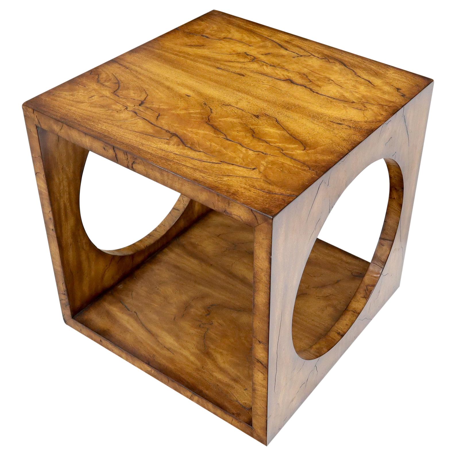 Details about   Mid Century Style Hand Carved Cube Design Bedside Side Table Solid Wood RUSTIC 