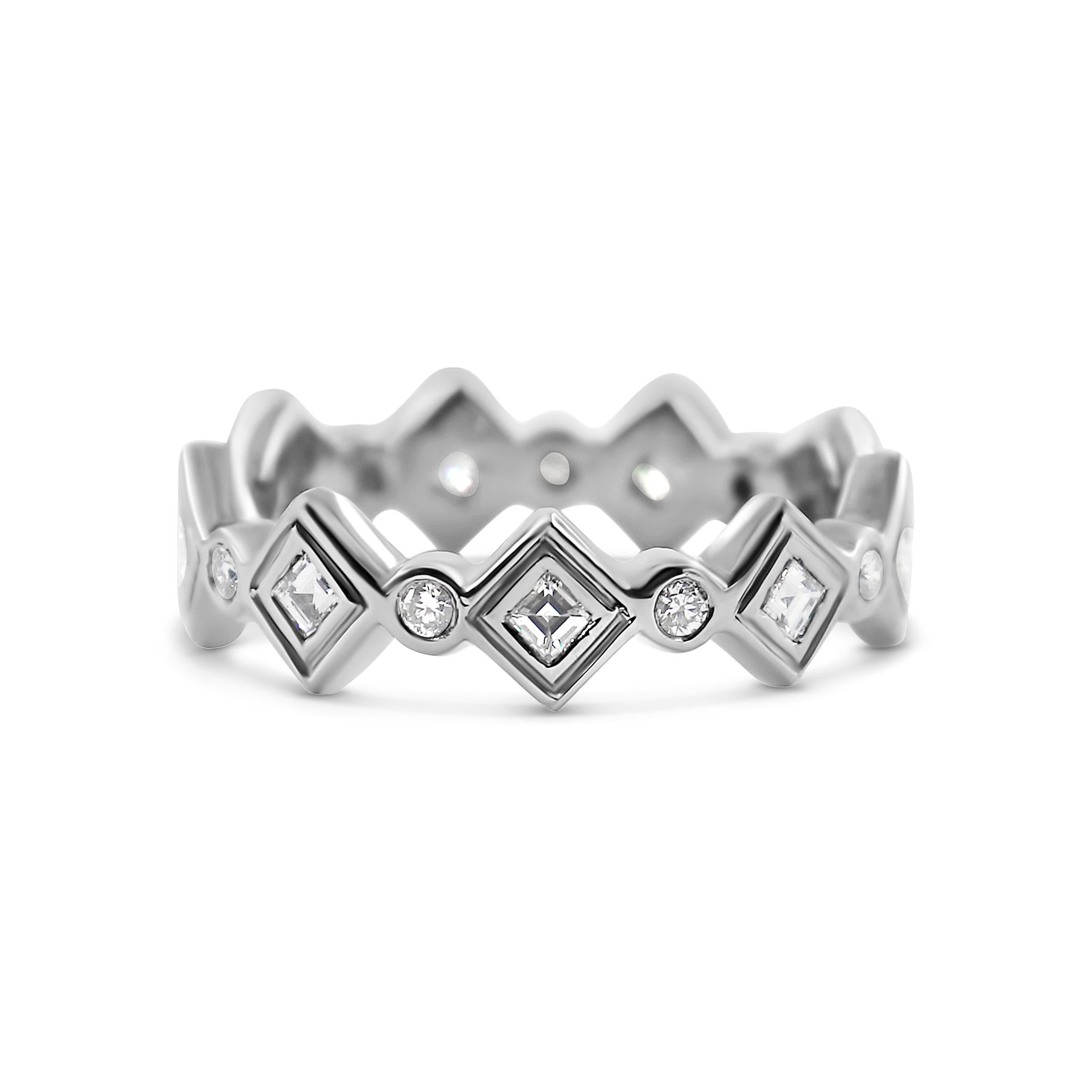 Contemporary Geometrical Diamond Band Ring For Sale