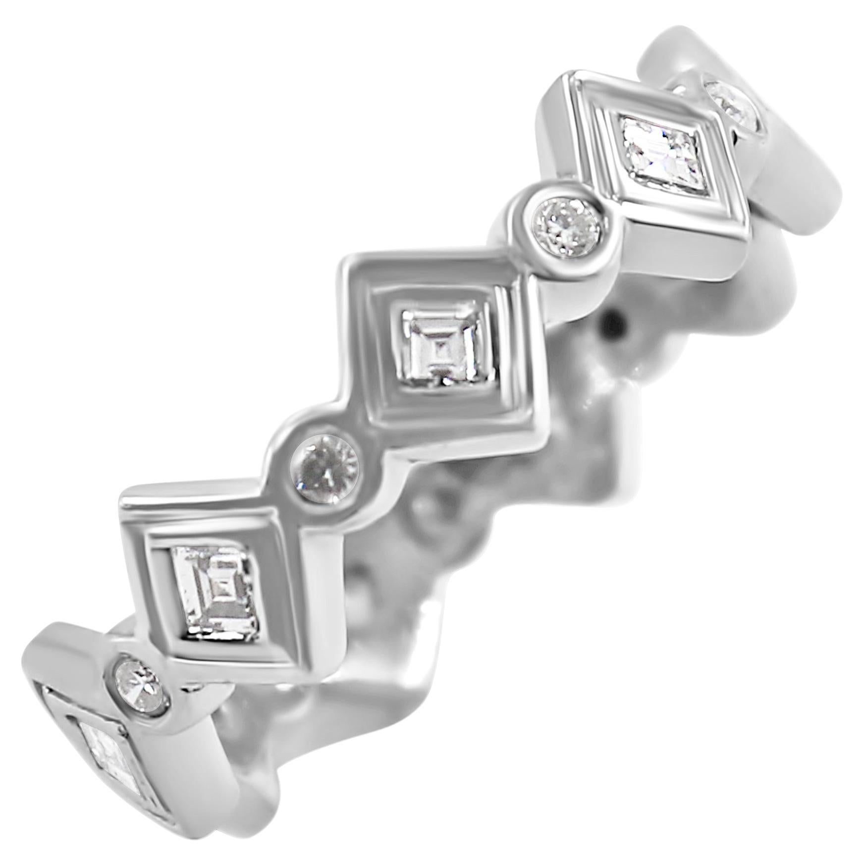 Geometrical Diamond Band Ring For Sale